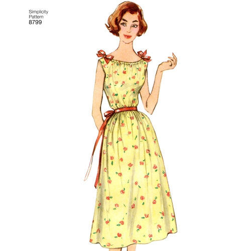 Preilide vintage öösärgid, suurused: A (XS-S-M-L-XL), Simplicity Pattern # 8799 