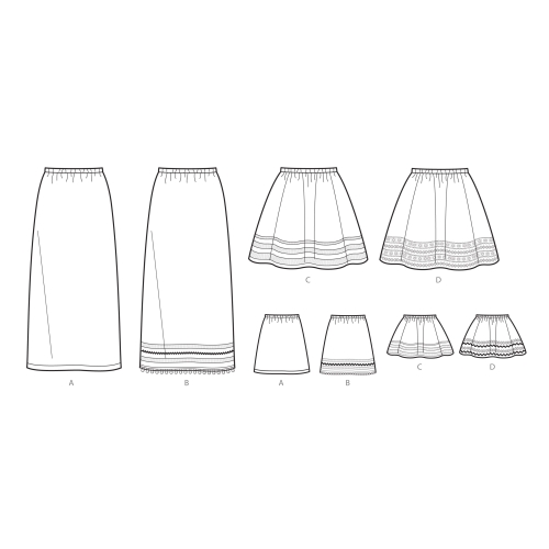 Laste, tüdrukute, ja nukkude seelikud, Simplicity Pattern #S8961 