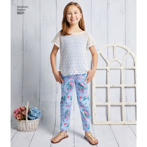 Laste ja tüdrukute kleit, top, püksid ja särgik, suurused: HH (3-4-5-6), Simplicity Pattern # 8621 