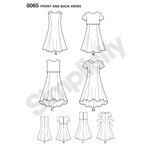 Tüdrukute ja pluss-mõõdus tüdrukute kleit või sisseastutav kleit, Simplicity Pattern #8065 