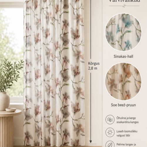 Läbikumav kardinakangas, 280 cm, Visillo Estampado Crecia 