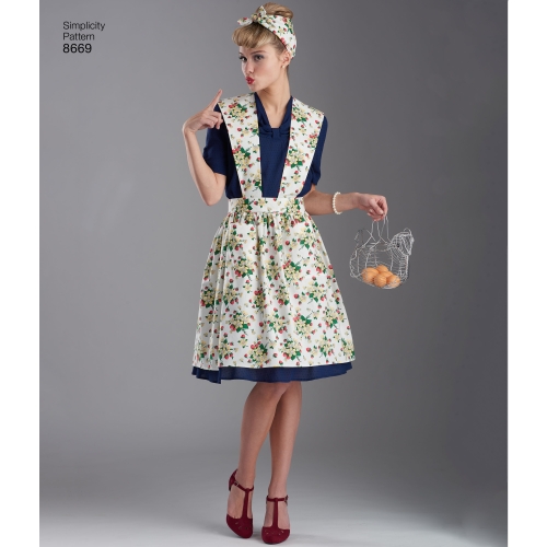 Naiste vintage põlled, suurused: A (S-M-L), Simplicity Pattern #8669 