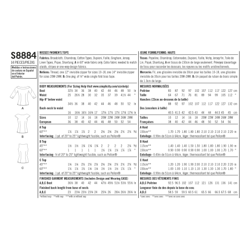 Naiste topid, Simplicity Pattern #S8884 