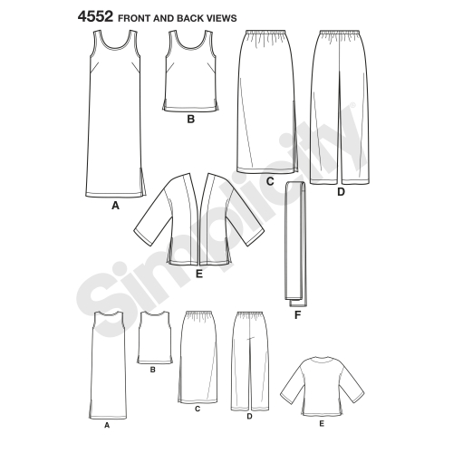 Naistele pluss-suuruses: Smart ja Casual riietus, suurused: BB (20W - 28W), Simplicity Pattern #4552 