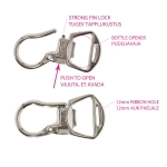 Swivel hook; swivel latch; swivel ring; snap hook, key clasp, 60 x 30 mm, hole for ribbon 12mm, SHX1C 