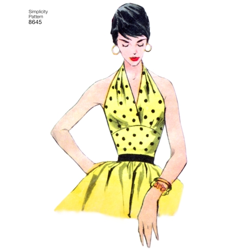 Naiste vintage topid, Simplicity 1950`s Vintage Women’s` set of halters and sun top 8645 