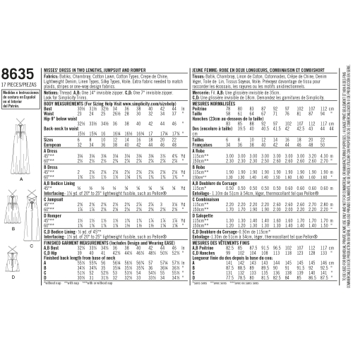 Naiste kleit ja kombinesoon, Simplicity Pattern #8635 