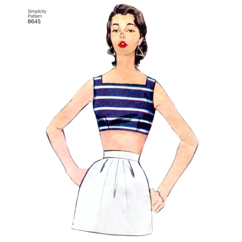 Naiste vintage topid, Simplicity 1950`s Vintage Women’s` set of halters and sun top 8645 