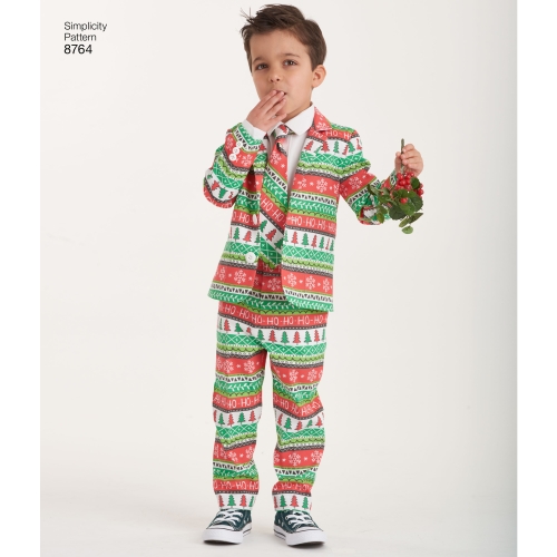 Poiste ülikond ja lipsud, suurused: A (3-4-5-6-7-8), Simplicity Pattern #8764 