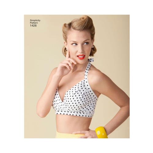 Naiste vintage 1950`ndate Bra topid, Simplicity Pattern #1426 