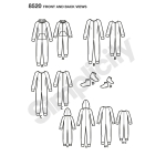 Tüdrukute ja Neidude kombinesoonid ja sussid, suurused: A (S - L / XS - XL), Simplicity Pattern # 8520 