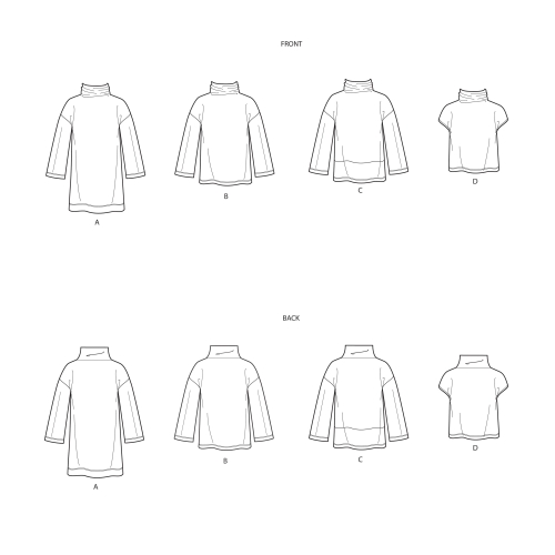 Naiste trikoo-topid variatsioonidega, suurused: A (XXS-XS-S-M-L-XL-XXL), Simplicity Pattern #S9014 