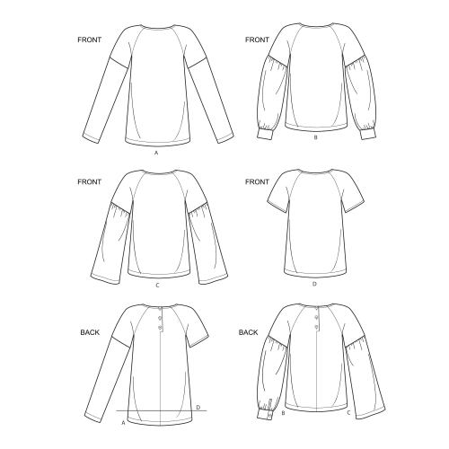 Vaiste topid varruka variatsioonidega, Simplicity Pattern #S8987 