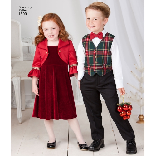 Laste vest, bolero ja kikilips, suurused: A (3-4-5-6-7-8), Simplicity Pattern #1509 