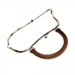 Purse frame, bag frame with wooden handle, 26 cm x 18,5 cm  
