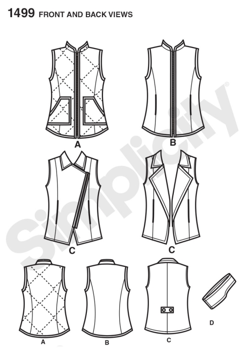 Naiste vest ja juuksepael kolmes mõõdus, Simplicity Pattern #1499 