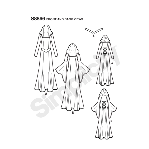 Naiste ja väikesekasvuliste Petite-naiste trikookostüümid, Simplicity Pattern #S8866 