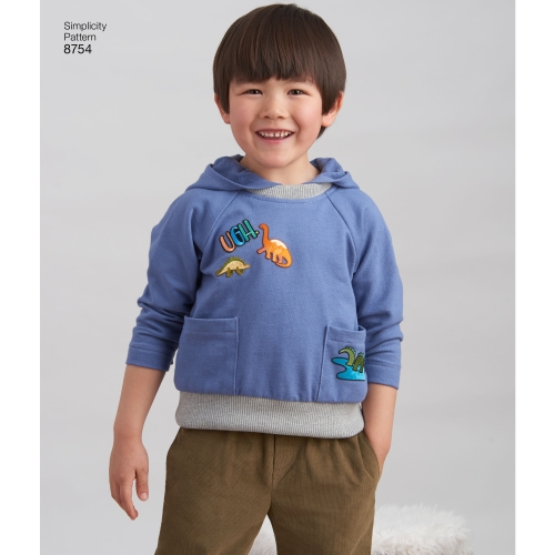 Laste püksid, seelik ja särgid, suurused: A (3-4-5-6-7-8), Simplicity Pattern #8754 