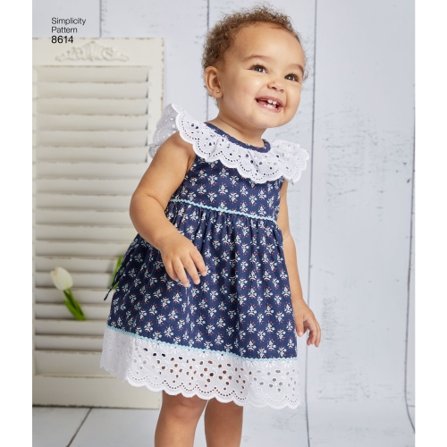 Beebide kleit, kombinesoon ja püksikud, suurused: A (XXS-XS-S-M-L), Simplicity Pattern #8614 