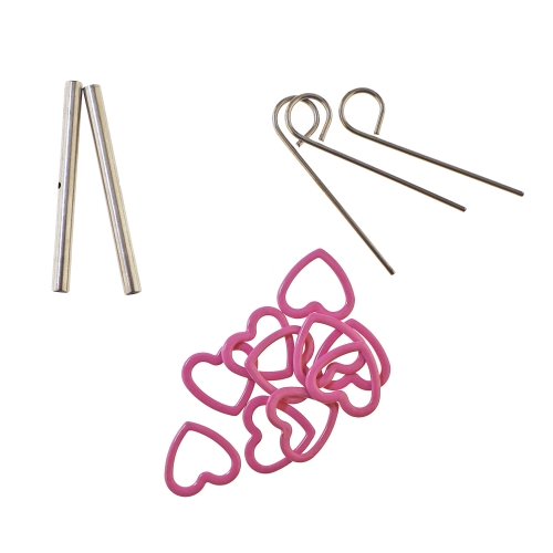Pyöröpuikkoja 5-paria, 15 cm sukkapuikkoja 5 sarja, 360° pyörivät kaapelit, langat ym, Sweet Affair, KnitPro 47450 