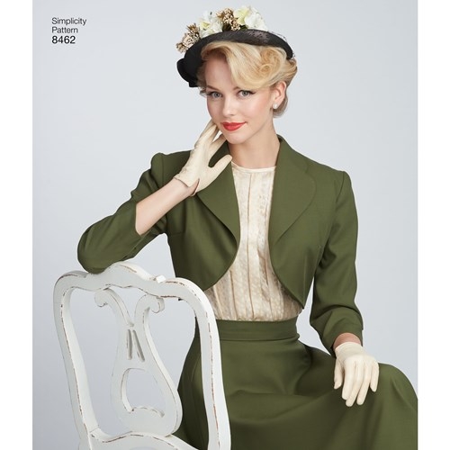 Naiste vintage 40`ndate pluus, särk ja voodriga bolerp, Simplicity Pattern #8462 
