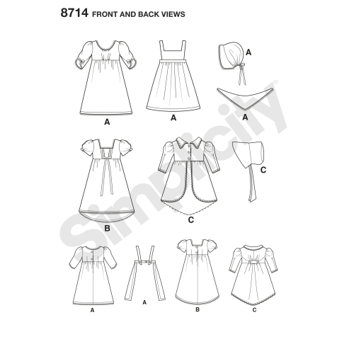 45cm pikkuse nuku nukuriided, Simplicity Pattern #8714 
