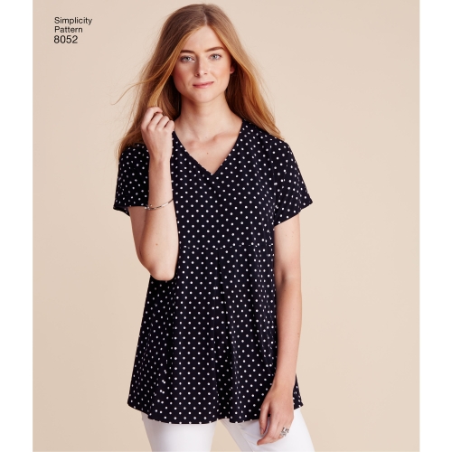 Naiste Seda-on-kerge-õmmelda topid, suurused: A (XXS-XS-S-M-L-XL-XXL), Simplicity Pattern #8052 