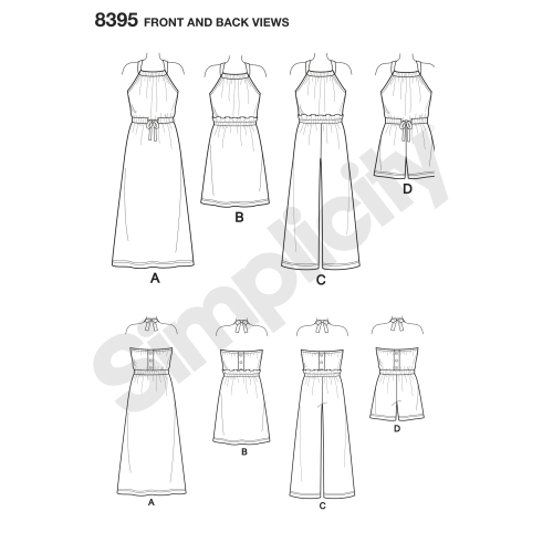 Laste ja tüdrukute päitsekleit või -riie kahes pikkuses, Simplicity Pattern # 8395 