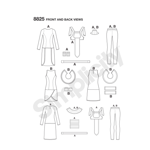 Naiste sõdalase trikookostüümid, Simplicity Pattern #8825 