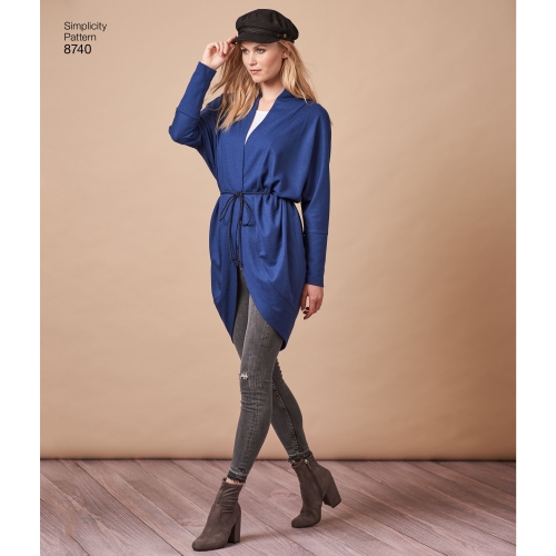Naiste trikoo-kardigan, suurused: A (XS-S-M-L-XL), Simplicity Pattern # 8740 
