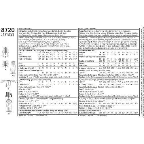 Naiste kostüümid, Simplicity Pattern #8720 