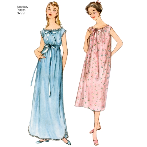 Preilide vintage öösärgid, suurused: A (XS-S-M-L-XL), Simplicity Pattern # 8799 