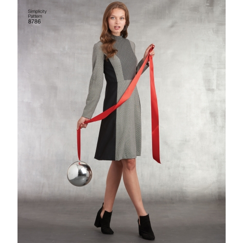 Naiste ja väikesekasvuliste Petite-naiste kleit, Simplicity Pattern #8786 