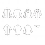 Naiste topid käise variatsioonidega ja seljasall, suurused: A (XXS-XS-S-M-L-XL-XXL), Simplicity Pattern #S9108 