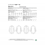Выкройка: Misses` Loose Shirts with Stand Collar, Shaped Hem and Tucks, Butterick B6491 