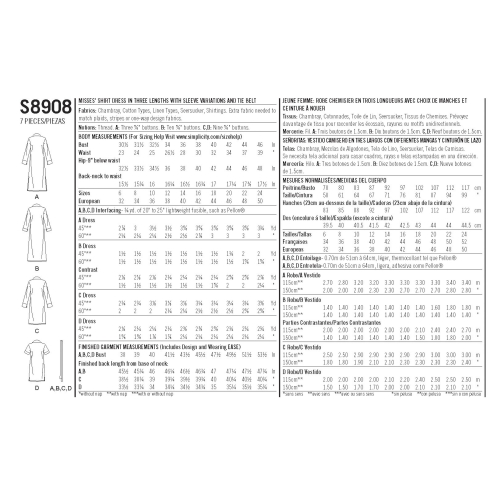 Naiste särkkleit, Simplicity Pattern #S8908 