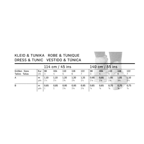 Kleit & tuunika 98 - 122cm, Robe & tunique/ Burda 9504 