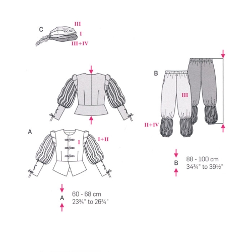 Lipukandja, Suurustele (Eur Sizes) 44-58 / Landsquenet / Burda 7467 