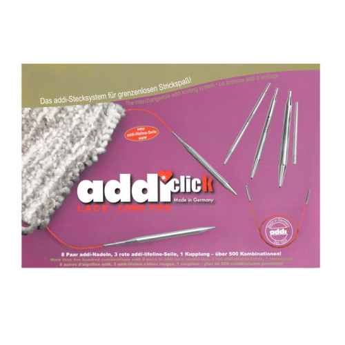 Peeneotsaliste pikemate ringvarraste komplekt AddiClick Lace Long Tips, Addi 760-2 (Saksamaa) 