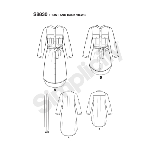 Mimi G Naiste ja väikesekasvuliste Petite-naiste särkkleit, Simplicity Pattern #S8830 