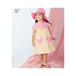 Väikelaste kleit, Topp, püksikud ja müts, suurused: A (1/2-1-2-3-4), Simplicity Pattern #1450 