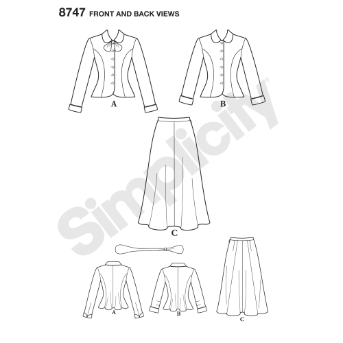 Naiste vintage-kostüüm, Simplicity Pattern # 8747 