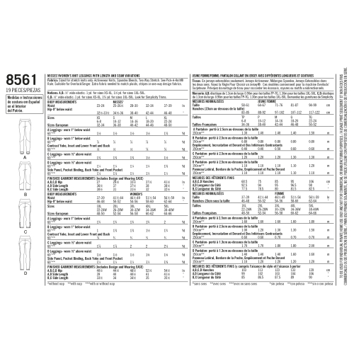 Naiste retuusid, suurused: AA (XS-S-M-L-XL), Simplicity Pattern #8561 