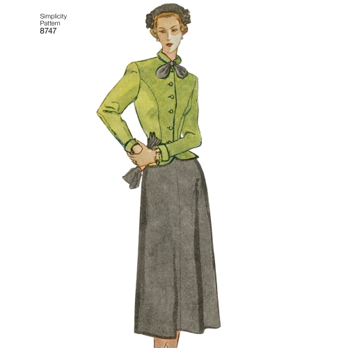 Naiste vintage-kostüüm, Simplicity Pattern # 8747 