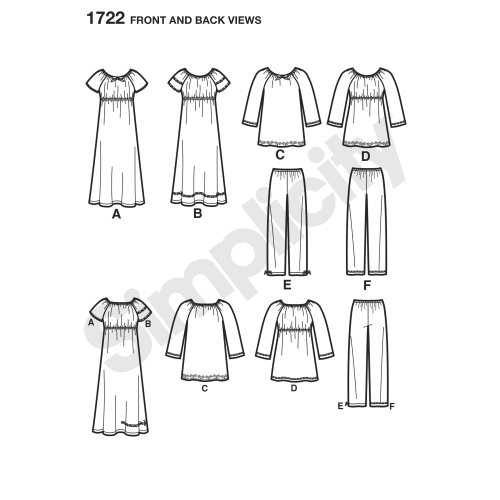 Õpi Õmblemist: laste ja tüdrukute salongiriided, Simplicity Pattern #1722 