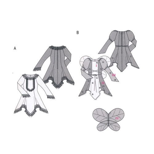 Indiaanitüdruk ja Haldjas, Lõiked suurustele (Eur Sizes) 36-48 / Indian Girl & fairy / Burda 2432 