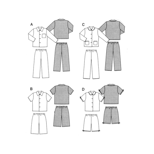 Ööriided 98- 170cm, Pyjamas Burda 9747 