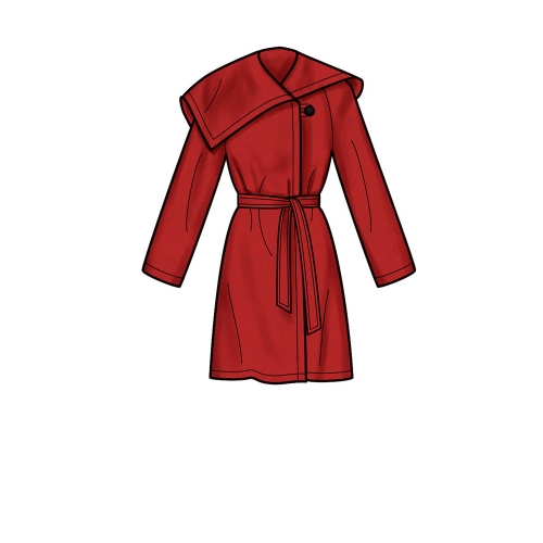 Naiste ja Petite-naiste vööga mantel, Simplicity Pattern #S9015 