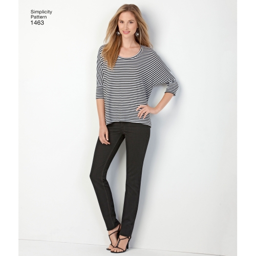 Naiste trikoo-topid, suurused: A (XXS-XS-S-M-L-XL-XXL), Simplicity Pattern #1463 