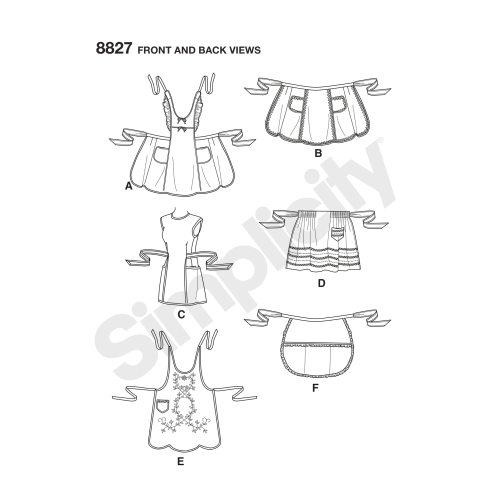 Misses` Aprons, Sizes: A (S-M-L), Simplicity Pattern #8827 
